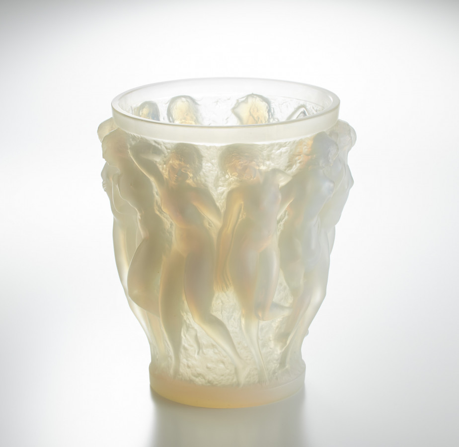 ラリック ガラス 花瓶・水指にも 水指 茶道具 ガラ工芸 置物 中古品