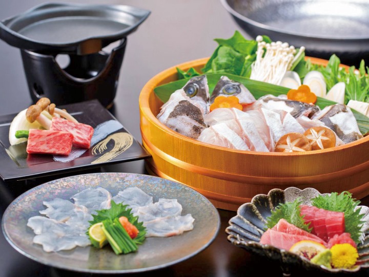 10・11月はクエの薄造りやクエ鍋が楽しめる「四季のグルメコース 旬彩料理プラン」(イメージ)